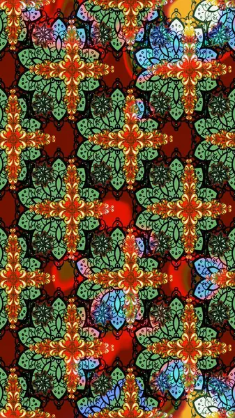 Raster illüstrasyonu. Tropik çiçek desenleri. Yeşil renkte çiçekler.