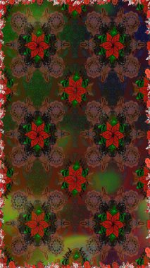 Raster. Düz Çiçek Elementleri Tasarımı. Renkli Bahar Teması Kusursuz Arkaplan.