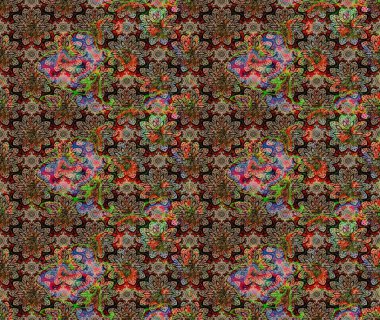 Raster çiçek desenli çiçek deseni, yapraklar, dekoratif elementler, sıçrama, lekeler, el çizimi kontur çizgileri ve Doodle çizim stili, grafik raster çizim çizimi.