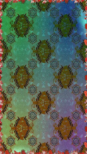 Raster çizimde sorunsuz çiçek desenli. Düz çiçek öğeleri tasarım. Fantezi kumaş deseni. Bahar Tema Dikişsiz desen arka plan rengi.