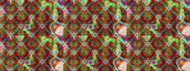 Kahverengi, gri ve yeşil renkte etnik çiçeklerle süslenmiş zarif bir eskiz deseni. Raster Çiçek İllüstrasyonu güzel tekstil..