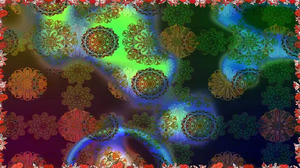 Renkli Bahar Temalı Kusursuz Arkaplan. Düz Çiçek Elementleri Tasarımı. Raster..