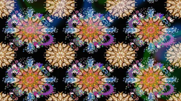 Modern çiçek arkaplanı. Halk tarzı. Moda baskıları için zarif bir şablon. Parlak renkli çiçekleri ve siyah yaprakları olan harika bir çiçek deseni..