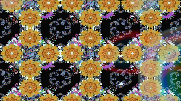 Raster deseni. Çiçekli çiçek deseni, suluboya. Süslü kumaş deseni.