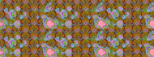 Kahverengi, yeşil ve kırmızı renkte çiçekler. Raster illüstrasyonu. El çizimi çiçekli soyut çizim deseni.