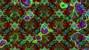 Çiçeksel fantezi tasarımı ve parlak bir arka plan çizimi. Renkli Bahar Teması eskiz kalıbı. Düz Çiçek Elementleri Tasarımı.