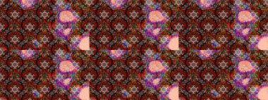 Raster illüstrasyonundaki çiçek desenli çizim. Düz Çiçek Elementleri Tasarımı. Süslü kumaş deseni. Renkli Bahar Teması çizim şablonu.