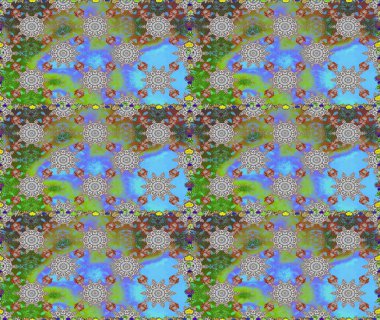 Çiçekli karalama şeklinde Raster çiçek deseni. Yumuşak, bahar çiçekli arka plan. Gri ve yeşil renkte çiçekler.