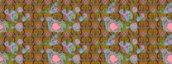 Kahverengi, yeşil ve kırmızı renkte çiçekler. Raster illüstrasyonu. El çizimi çiçekli soyut çizim deseni.