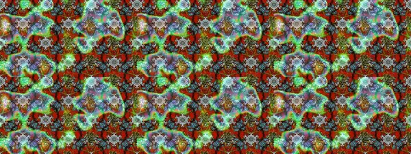 Arkaplan dokusu, duvar kağıdı, çiçek teması yeşil, kahverengi ve kırmızı renkler. Soyut etnik raster çizim kalıbı. Kabile sanatı boho baskısı, klasik çiçek arkaplanı.