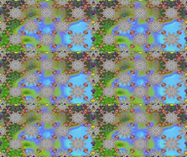 Çiçekli karalama şeklinde Raster çiçek deseni. Yumuşak, bahar çiçekli arka plan. Gri ve yeşil renkte çiçekler.