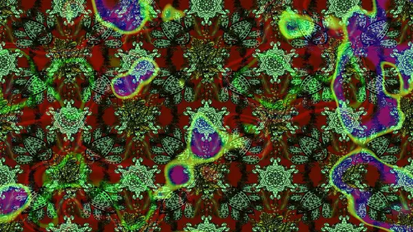 Çiçeksel fantezi tasarımı ve parlak bir arka plan çizimi. Renkli Bahar Teması eskiz kalıbı. Düz Çiçek Elementleri Tasarımı.