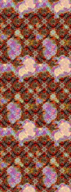 Raster deseni. Bahar çiçekleri dallı desen, kahverengi, bej ve çiçek siluetiyle nötr renkler.