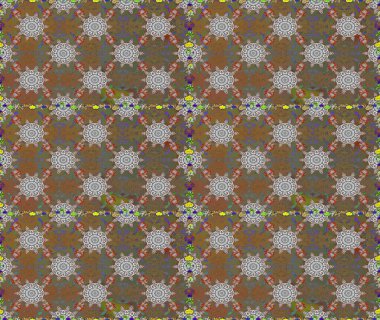 Tropik, dikişsiz çiçek deseni. Kahverengi ve gri renkli çiçekler. Raster illüstrasyonu.