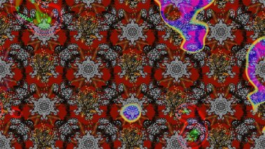 Gri, kahverengi ve kırmızı renkte çiçekler. Şirin çiçek elementleri. Raster illüstrasyonu. Çizim.