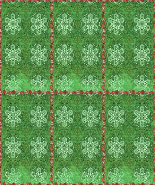 Küçük yeşil ve nötr çiçeklerle oldukça eski bir besin torbası deseni. Tekstil, kumaş, kapaklar, duvar kağıtları, baskı, naylon, yapıştırma, örgü, dekupaj için çiçeksiz arkaplan.