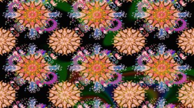 Siyah renkler üzerine çiçek desenli eskiz, el yapımı papatyalar, papatyalar. Tekrarlayan çiçek arkaplanı, zarif siyah çiçekler duvar kağıdı..