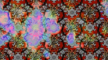 Kabile sanatı boho baskısı, klasik çiçek arkaplanı. Arkaplan dokusu, duvar kağıdı, çiçek teması gri, kahverengi ve nötr renklerde. Soyut etnik raster çizim kalıbı.