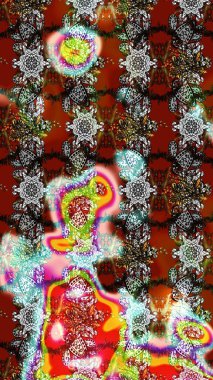 Raster illüstrasyonundaki çiçek desenli çizim. Suluboya tarzında gri, kahverengi ve kırmızı renkte çiçekler.