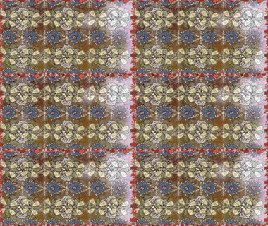 Raster illüstrasyonunda kusursuz çiçek deseni. Çiçekler suluboya tarzında kahverengi ve nötr renklerde.