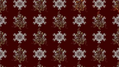 Raster illüstrasyonu. Raster illüstrasyonu. Asya tekstil tarzında. Çiçek desenli çizim. Kahverengi renkte çiçekler.