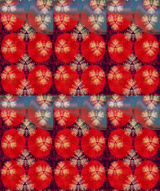 Moda baskıları için zarif bir şablon. Parlak renkli çiçekli ve kırmızı yapraklı harika bir çiçek deseni. Halk tarzı. Modern çiçek arkaplanı.