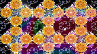 Çiçek deseni. Chichi 'nin kumaş kalıbını çiz. Düz Çiçek Elementleri Tasarımı. Raster illüstrasyonu. Renkli Bahar Teması çizim şablonu.