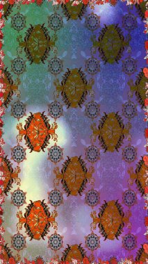 El çizimi çiçekli, soyut, pürüzsüz desen. Kahverengi ve nötr renklerde çiçekler. Raster illüstrasyonu.