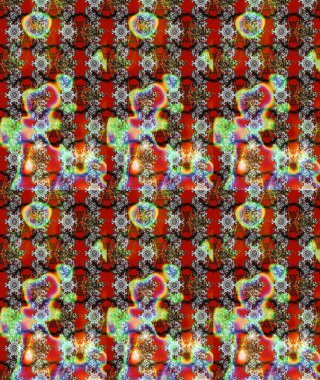 Şirin çiçekli eskiz deseni ve kırmızı, gri ve kahverengi renkli yapraklar, suluboya çiçek deseni, duvar kağıdı, kart veya kumaş için fayanslı. Raster illüstrasyonu.