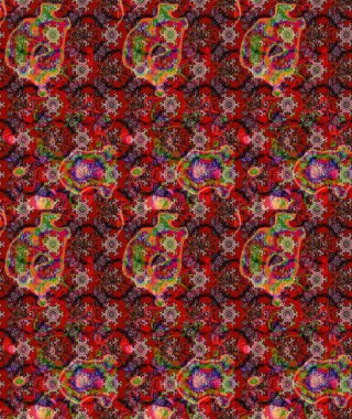 Suluboya çiçekli çiçek deseni. Kırmızı, kahverengi ve siyah renklerde güzel bir tekstil. Raster illüstrasyonu.