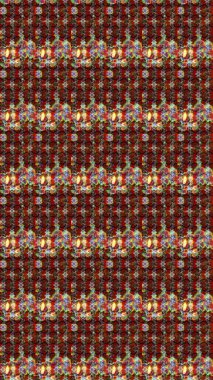 Kahverengi, kırmızı ve siyah renklere karalamalar çizilmiş çiçek deseni. Raster illüstrasyonu.