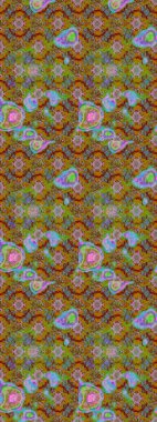 Kahverengi, yeşil ve kırmızı renklerde. Raster illüstrasyonu. Çiçek buketleriyle klasik tarzda eskiz deseni.