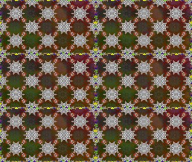 Raster resim. Güzel kumaş deseni. Doodle çiçekler ve dalları, otlar ve çiçekler. Elle çizilmiş.