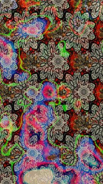 Raster illüstrasyonu. Gri renkli çiçekler. Robot resim. Şirin çiçek elementleri..