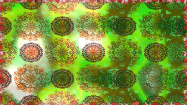 Çiçekli kusursuz retro desen. Yeşil ve kahverengi renkli çiçekler. Düz Çiçek Elementleri Tasarımı. Renkli Yaz Temalı Kusursuz Arkaplan.