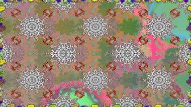 Çiçek deseni. Renkli Bahar Temalı Kusursuz Arkaplan. Raster kusursuz. Güzel kumaş deseni. Düz Çiçek Elementleri Tasarımı.