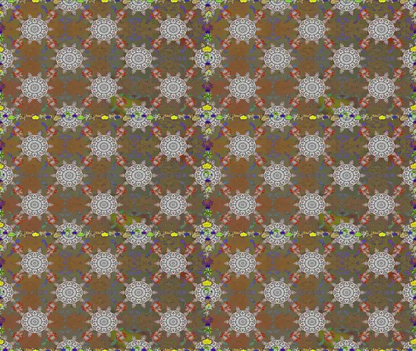 Tropik, dikişsiz çiçek deseni. Kahverengi ve gri renkli çiçekler. Raster illüstrasyonu.