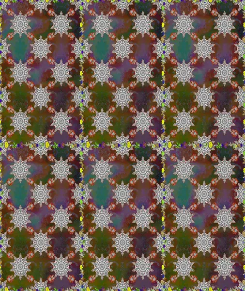 Raster illüstrasyonu. Tropik, dikişsiz çiçek deseni. Kahverengi ve gri renkte çiçekler.