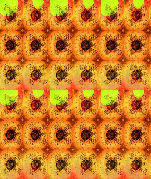 Çok portakallı, zarif küçük çiçekler ve turuncu renkli komik böcekler, raster desen, illüstrasyon.