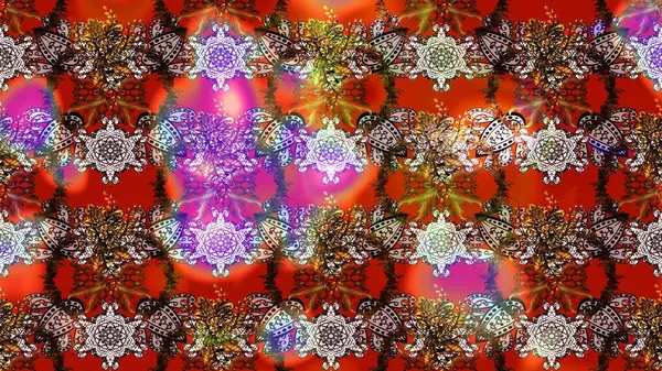 Kahverengi, kırmızı ve nötr renklerde çiçekler. Çiçek desenli eskiz, darbeler, sıçramalar, yaz çiçekleri. Raster illüstrasyonu.