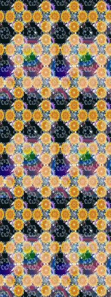 Sarı renkli çiçekler. Raster Illustrasyon 'daki Çiçek Deseni' nin son moda çizimi. Renkli Yaz Temalı eskiz kalıbı. Düz Çiçek Elementleri Tasarımı.