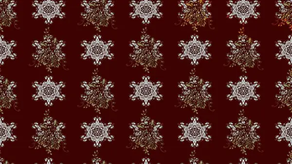 Raster illüstrasyonu. Raster illüstrasyonu. Asya tekstil tarzında. Çiçek desenli çizim. Kahverengi renkte çiçekler.