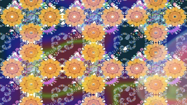 Klasik çiçek tasarımı elementleri. Mavi kıvırcık çiçekler mavi renkte şekillenir. Raster illüstrasyonu.