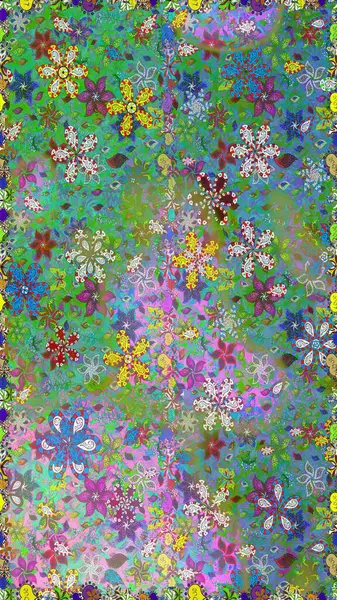 Küçük çiçekte güzel bir desen. Küçük renkli çiçekler. Çiçekli bahar çiçekleri. Motley illüstrasyonu. Kusursuz. Moda baskıları için zarif bir şablon.