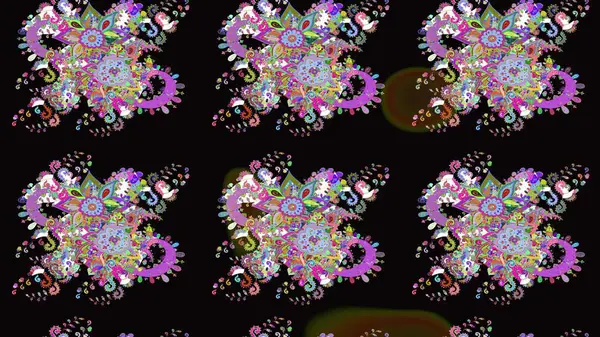 Nazik, yaz çiçekleri siyah renklerde. Raster deseni. Raster illüstrasyonu. Küçük çiçekte sevimli çiçek deseni var..