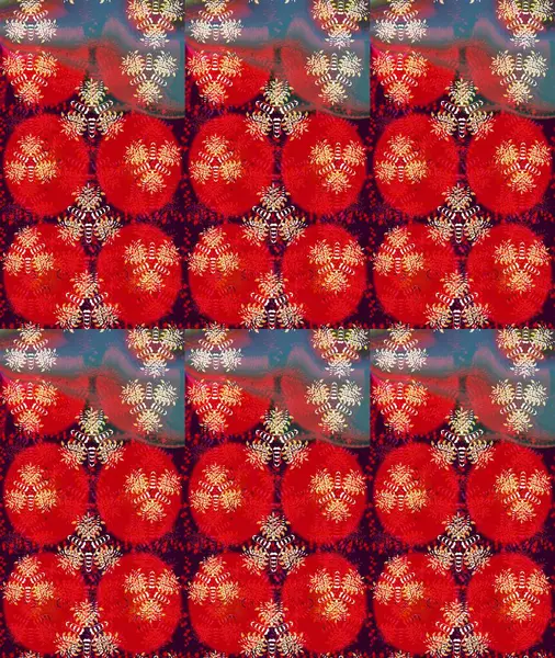 Moda baskıları için zarif bir şablon. Parlak renkli çiçekli ve kırmızı yapraklı harika bir çiçek deseni. Halk tarzı. Modern çiçek arkaplanı.