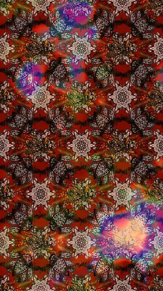 Raster hisseleri. Eskiz arkaplan modeli. Kahverengi üzerine çiçekler. Suluboya, elle çizilmiş.