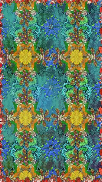 Renkli Bahar Tema dikişsiz desen Arka Plan. Düz Çiçek Elemanları Tasarım. Süslü kumaş deseni. Raster illüstrasyon dikişsiz Çiçek Desen.