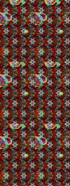 Raster Floral Illustration, Asyalı tekstil. Gri, kahverengi ve kırmızı renkte etnik çiçeklerle zarif bir eskiz deseni..