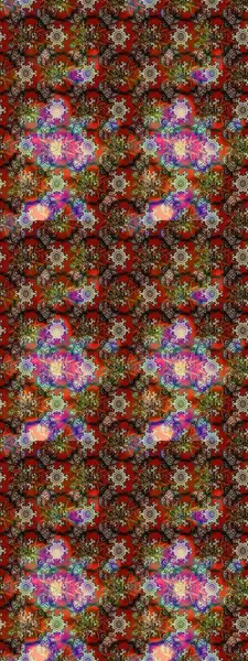 Raster çiçek izi. Klasik taslak çizimi. Çiçek kahverengi, kırmızı ve bej çizim deseni.